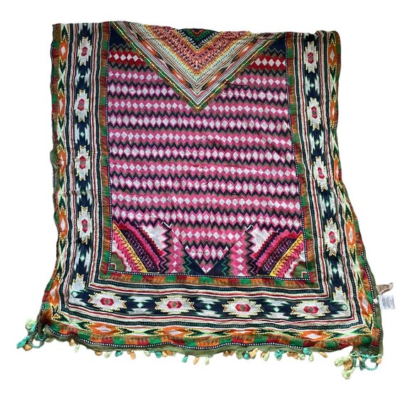 FARM Rio Accessories - Farm Rio Beaded Fringe Banana Sarong Wrap Scarf Boho Beach